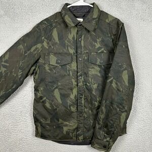 Flint Tinder Mens XS Shirt Jacket Green Camo Quilted Wax Flap Pocket Shacket EUC